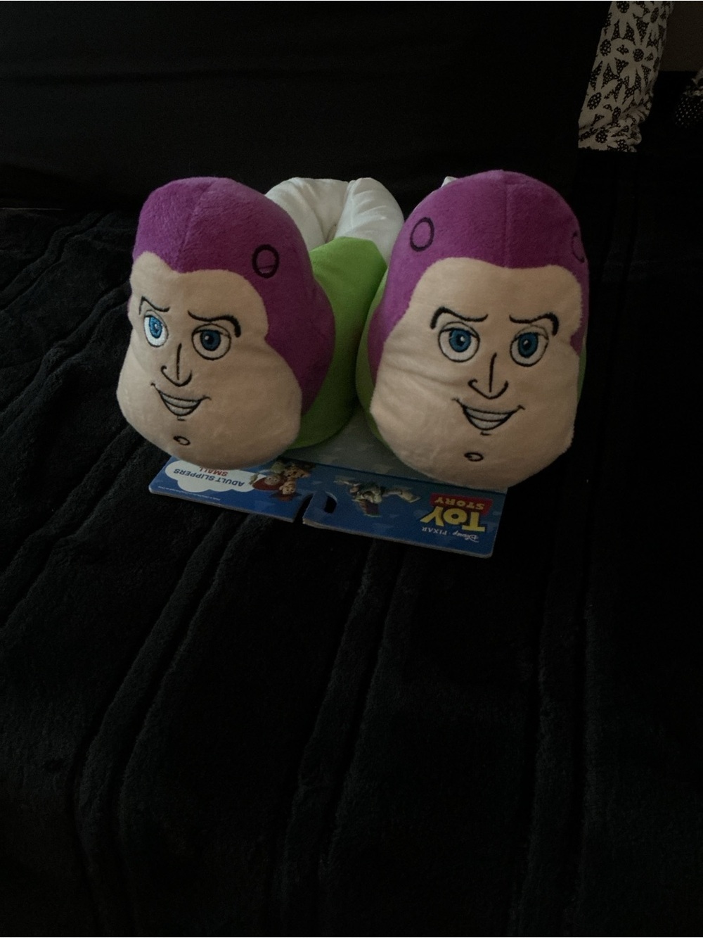 Disney Buzz Lightyear Plush Slippers - Purple, Green & White